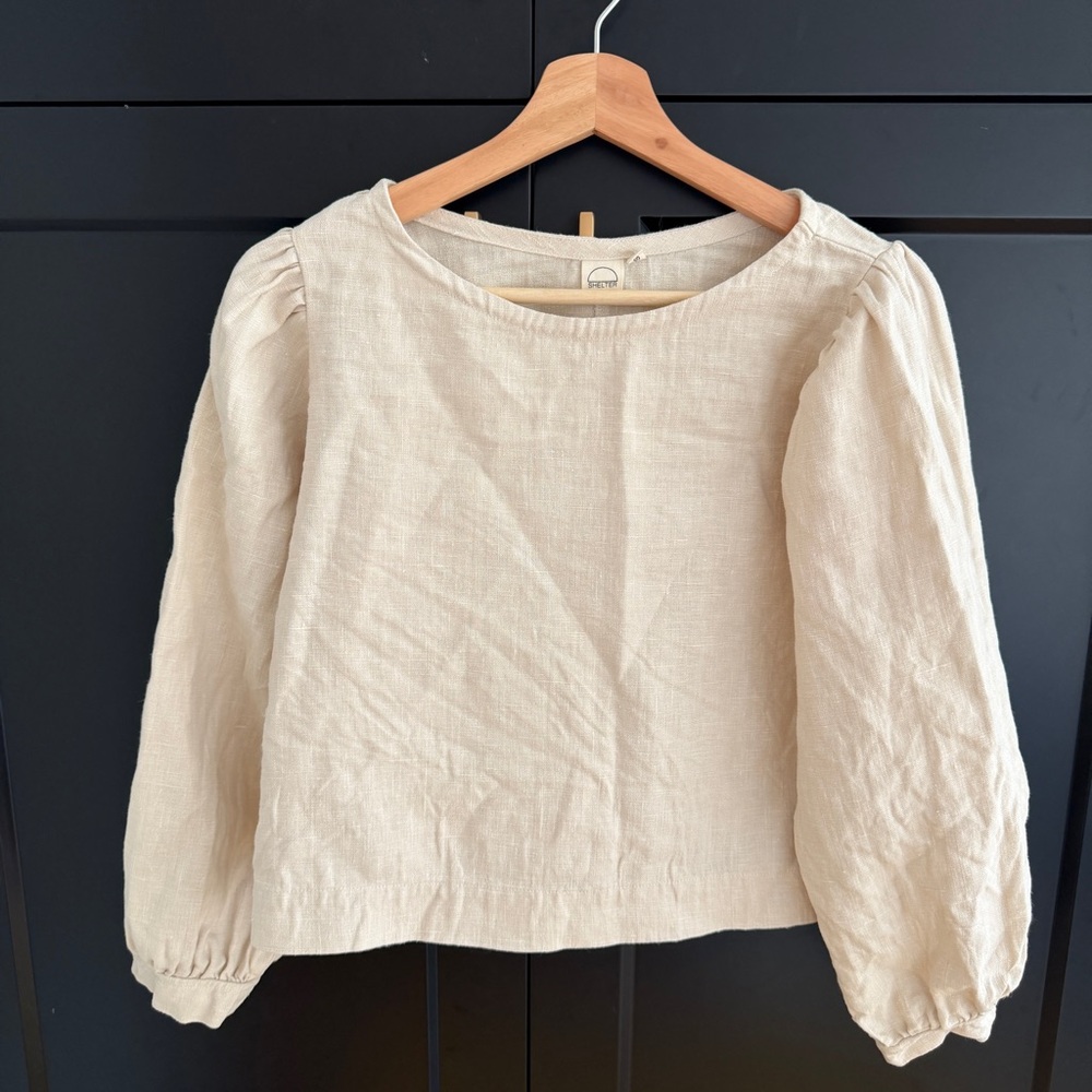 Shelter Gloria Top in cream/natural linen - size small